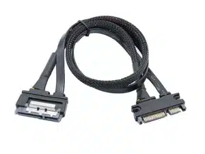 SATA 22-pin male to female cable with spacer for industrial SSD link.