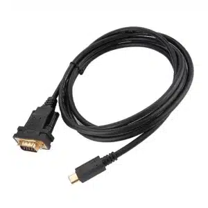 USB-C to DB9 serial cable with rugged shielding for modern laptop PLC link.