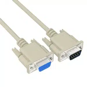 DB9 male to female serial cable with rugged shielding for long-distance PLC link.