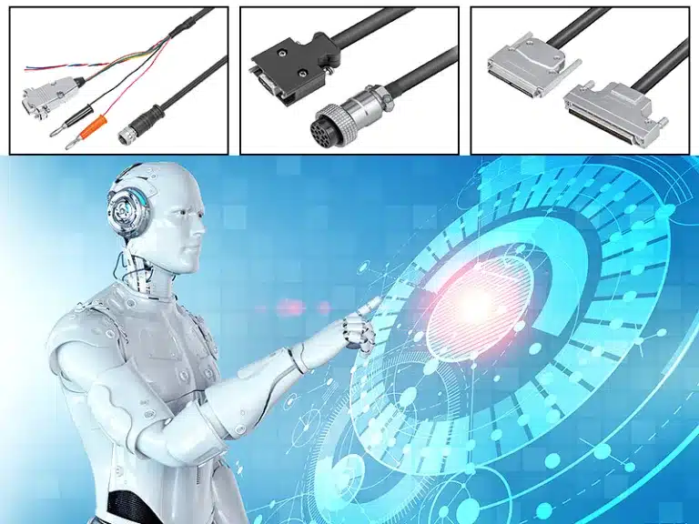 Flexible robot wire harness designed for high-speed motion, featuring torsion-resistant cabling and secure shielding.