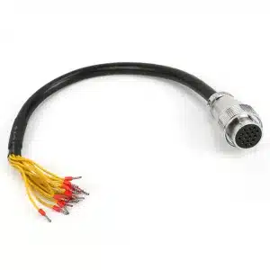 Robot arm control harness with ultra-flex fatigue-resistant wiring, low-friction PUR jackets, and high-coverage EMI shielding.