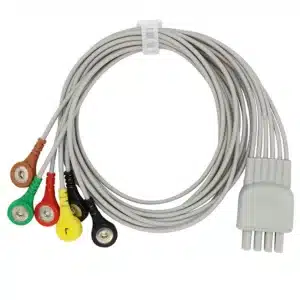 Medical ECG cable with low-noise shielded wiring, full-coverage protective insulation, and 4.0mm medical snap connectors