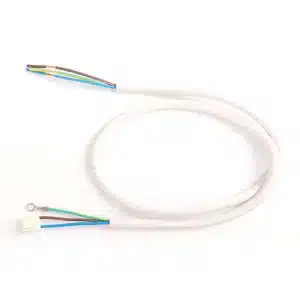 Smart clothes hanger harness with flexible multi-conductor wiring, DC motor connectors, and UV/LED lighting power logic.