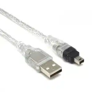 USB A to Mini-B 4-pin cable with 1.5m length, reinforced overmolding, and high-speed data shielding.