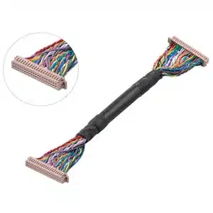 JAE 40P housing to 40P housing LVDS cable using UL20276 AWG28 listed wire with twisted pair shielding.