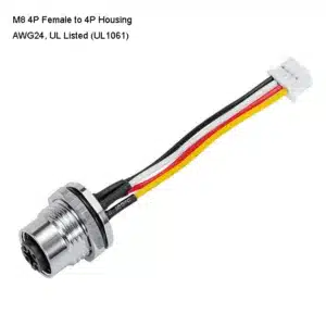 M8 4P female to 4-pin housing cable with rugged shielding for sensors.