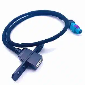 HSD 4-pin to USB 2.0 cable with automotive-grade shielding, LVDS support, and secure HSD connector.