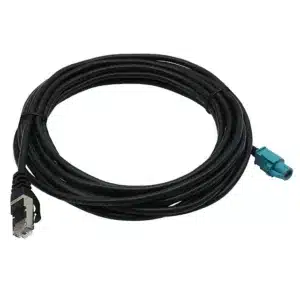 HSD 4-pin female to RJ45 male cable with shielded twisted pair for Ethernet.