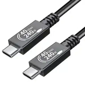 USB 4.0 coaxial cable with 40Gbps bandwidth, AWG30 conductors, and triple-layer EMI shielding.