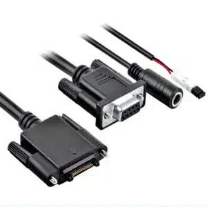 D-Sub 9-pin and DC jack to Molex 16-pin cable for industrial signal power.