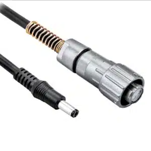 DC plug to 2-pin aviation cable with rugged shielding for power link.