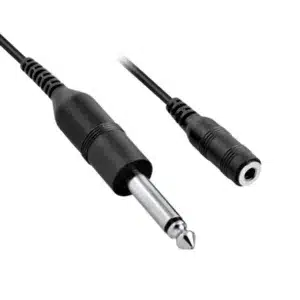 3.5mm jack to 6.35mm plug cable with rugged shielding for audio link.