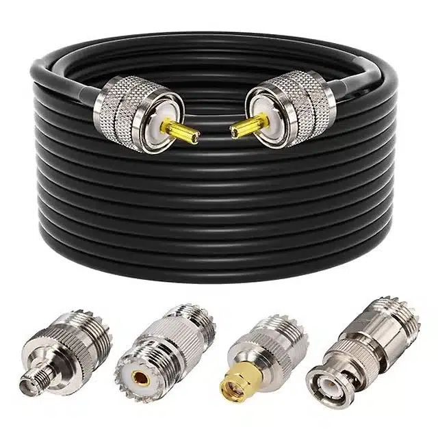 UHF PL259 Male to Male Cable + UHF SO239 Female to SMAUHFBNC Adapter