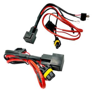 Motorcycle variable light beam harness with IP67 waterproof relays, high-heat resistant connectors, and precision-braided shielding.