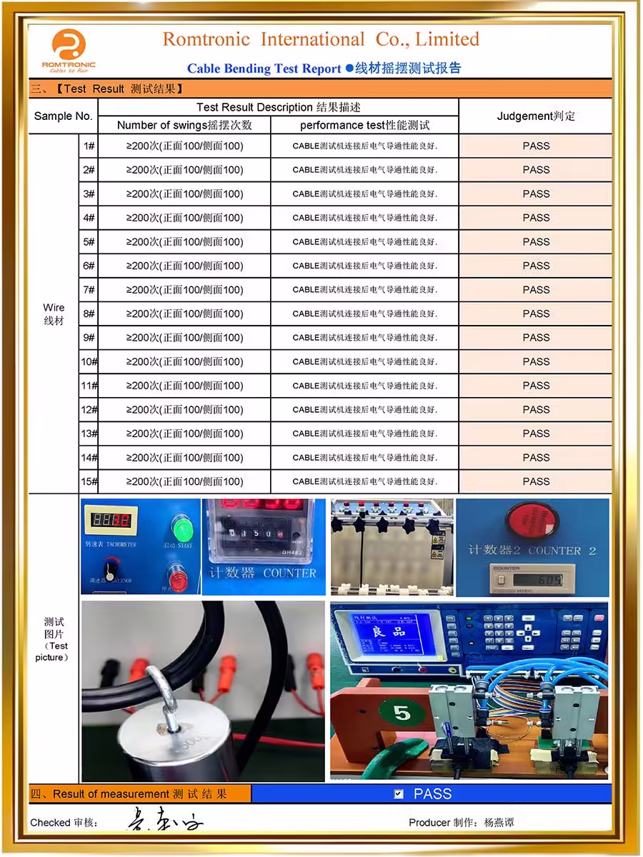 Cable Bending Test Report