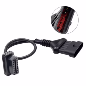 CFMOTO motorcycle 3-pin to 16-pin OBD adapter cable for rugged vehicle diagnostics.