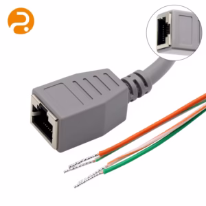RJ45 female to unterminated open-end cable for custom industrial wiring.