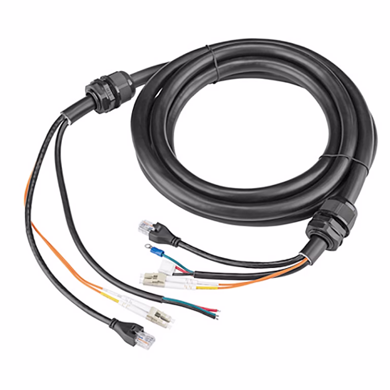 Outdoor Advertising Application Cable OM4 Optical Fiber+RJ45 Male +Tin to OM4 Optical Fiber+ RJ45 Male+ Ring Terminal+ JST VHR-3N Housing