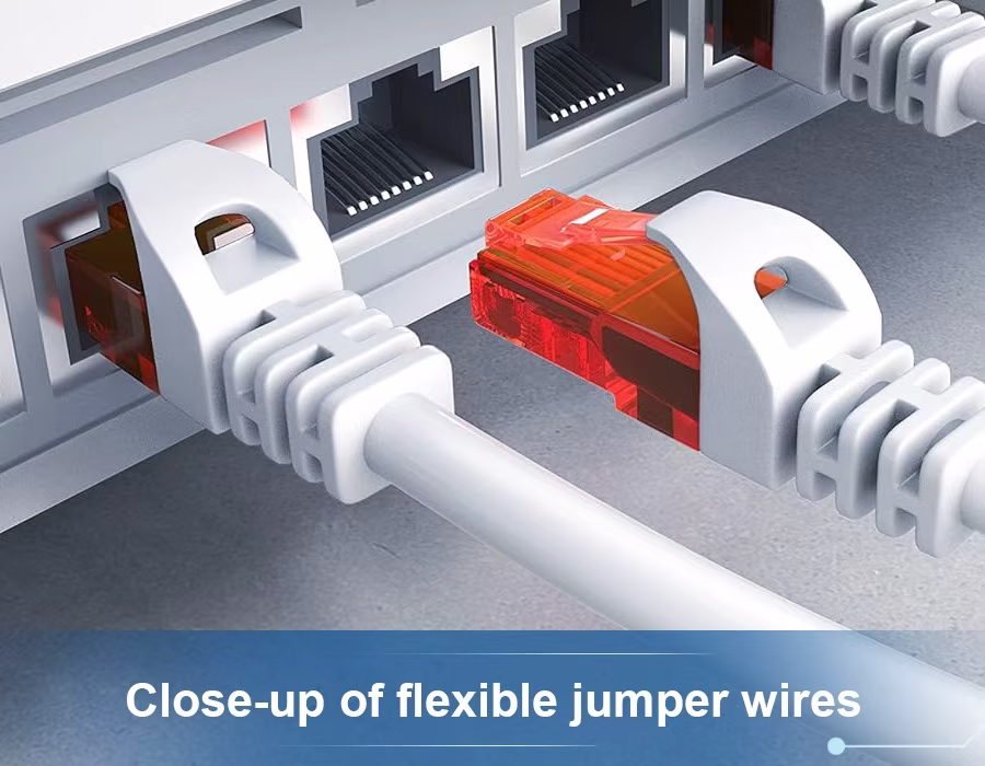 Close-up of flexible jumper wires
