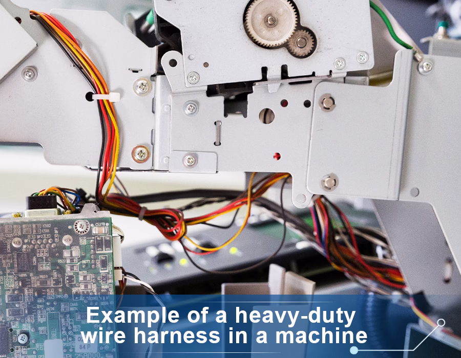 Example of a heavy-duty wire harness in a machine