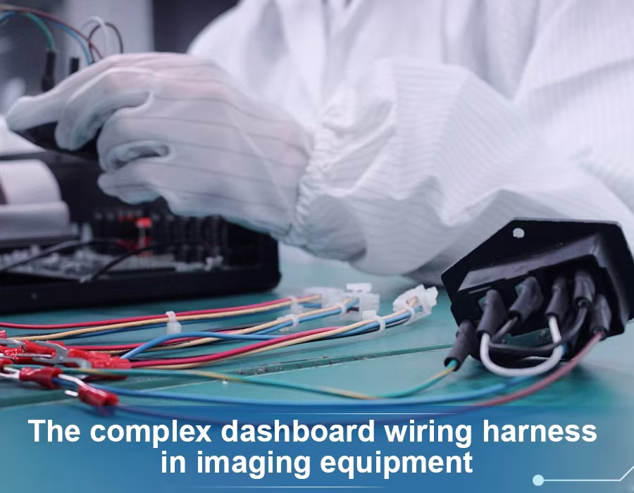 The complex dashboard wiring harness in imaging equipment