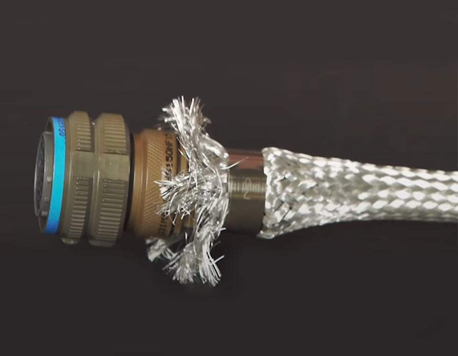 Braid cone backshell clamping cable braid