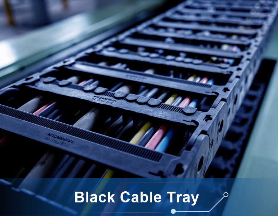 Drag-chain cables (black cable carrier above) require very flexible jackets