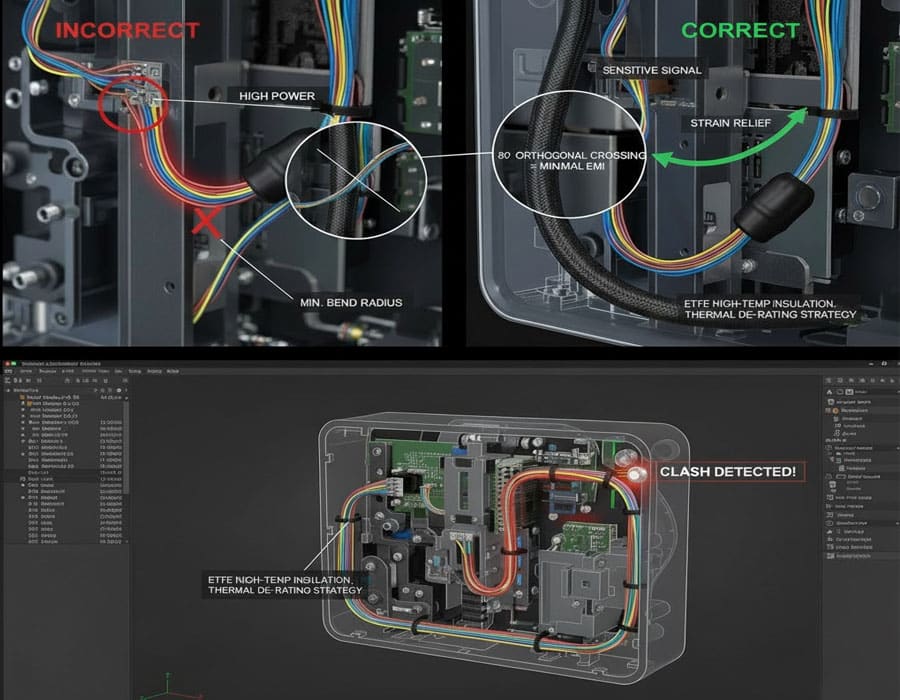 High-density cable harness layout optimized for compact industrial enclosures