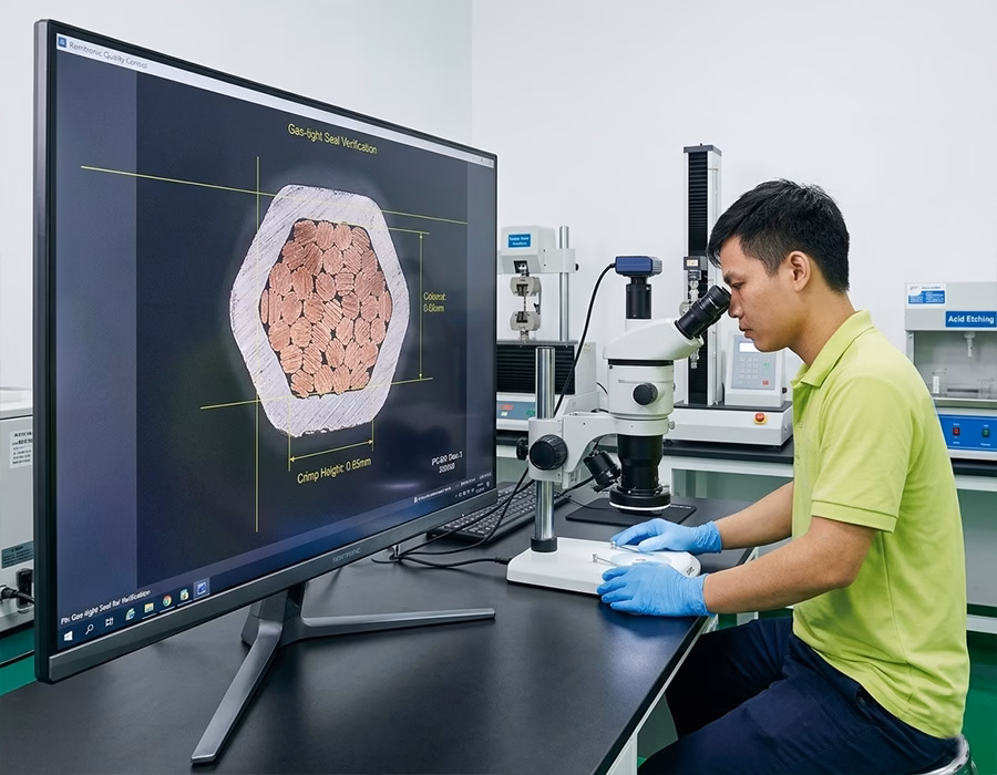 Romtronic gas-tight seal cross-sectional microscopy analysis