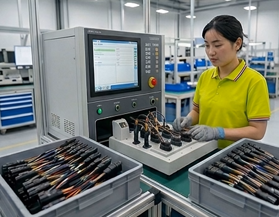 Romtronic 300 percent inspection policy showing 100 percent electrical continuity testing for custom wire harness