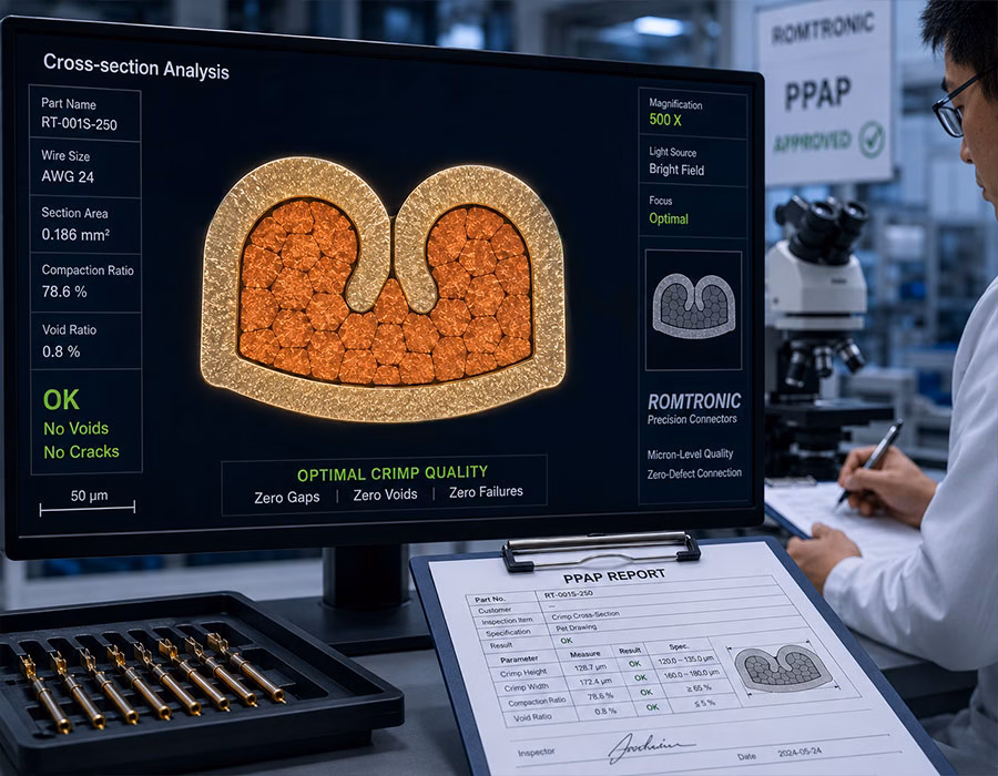 Analysis of the Cross-Sectional Area of Automotive Wire Harness Crimp Connections (PPAP) - Romtronic