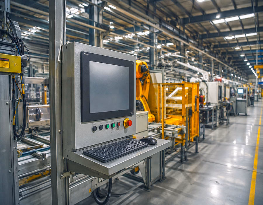Industrial PC Monitoring an Automated Production Line