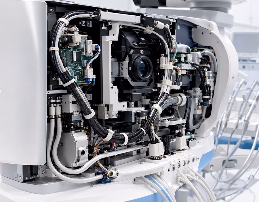 Dental and ophthalmic equipment cable routing