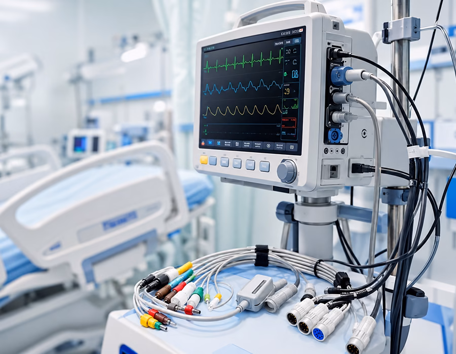 Custom cable assembly for patient monitoring systems.