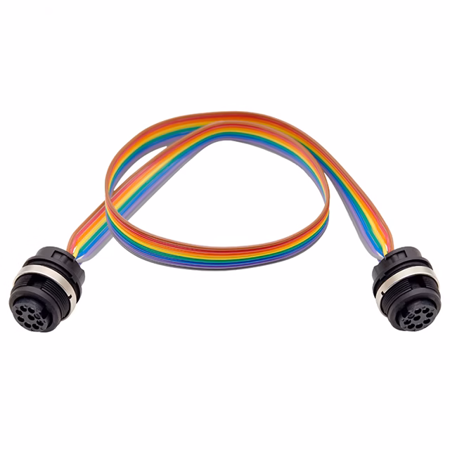 Custom ribbon cable assembly with circular multi-pin connectors