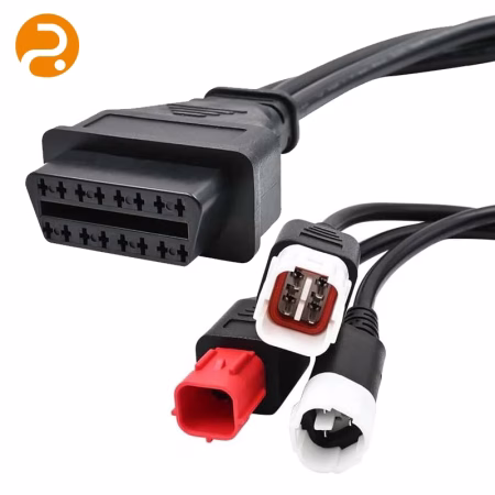 3-in-1 OBD2 adapter with heat-resistant PVC jackets, precision-crimped pins, and heavy-duty overmolding.