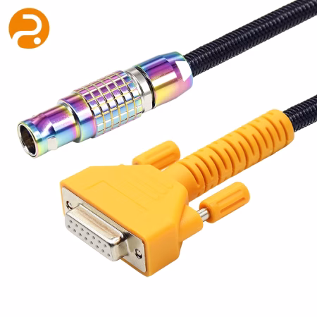 Shielded USB to serial cable with high-density copper braiding, Al-Mylar foil, and rugged overmolded strain relief.